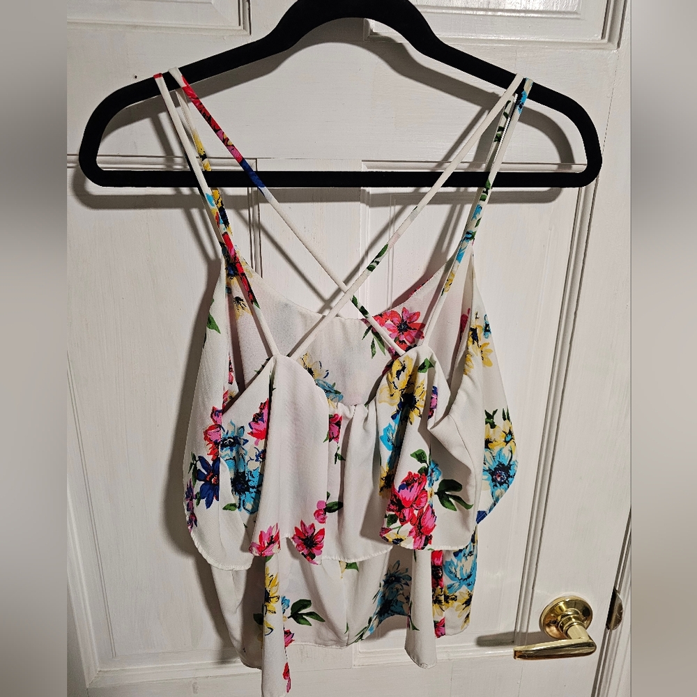 Fio Fio Floral Ruffle Crossback Tank Top - Picture 2 of 3